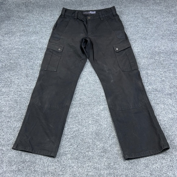 Carhartt Pants Mens 30X30 Black Relaxed Straight Ripstop Double Knee Cargo Work - Picture 1 of 10